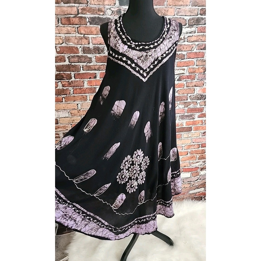 Womens Tunic Dress Grunge Witchygoth Purple Boho Embroidered‎ Cover Up Hippie OS